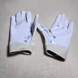 Nike White and Blue Kids Football Gloves
